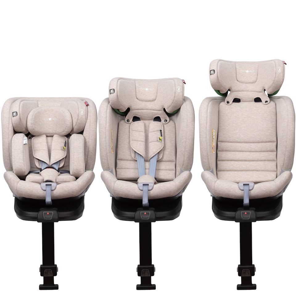 image 1 of Cozy N Safe Omega i-Size 360 Rotating Car Seat 40-150cm, ISOFix & Support Leg, Extended Rear & Forward Facing, High Booster, Side Impact Protection, Adjustable Headrest, Birth to 12 Years (Ivory)