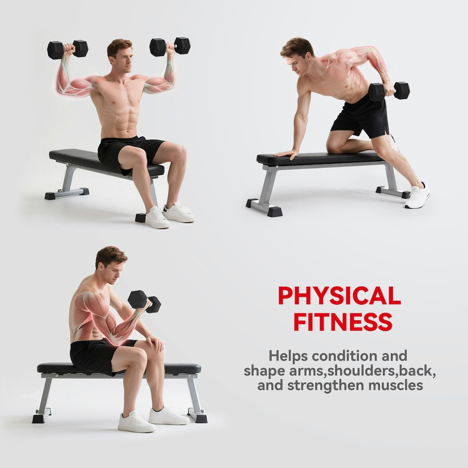 image 1 of HOMCOM 2x20KG Rubber Hex Dumbbell Portable Hand Weights Home Gym