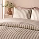 image 2 of OHS Watercolour Stripe Embossed Bedding Set Duvet Cover with Pillowcase | Brown | Stone | Super King