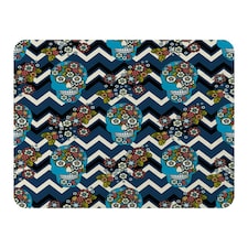 Embroidery colorful simplified ethnic skull Blue pattern (Blanket)