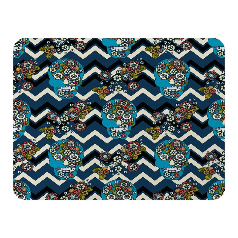 image 1 of Embroidery colorful simplified ethnic skull Blue pattern (Blanket)