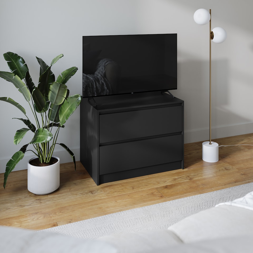 image 1 of URBNLIVING 2 Drawer Chest Storage Unit With Adjustable Feet | Multi | Black | 1