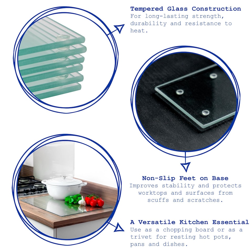 image 1 of Harbour Housewares Glass Kitchen Chopping Board - 30 x 20cm - White | White | White