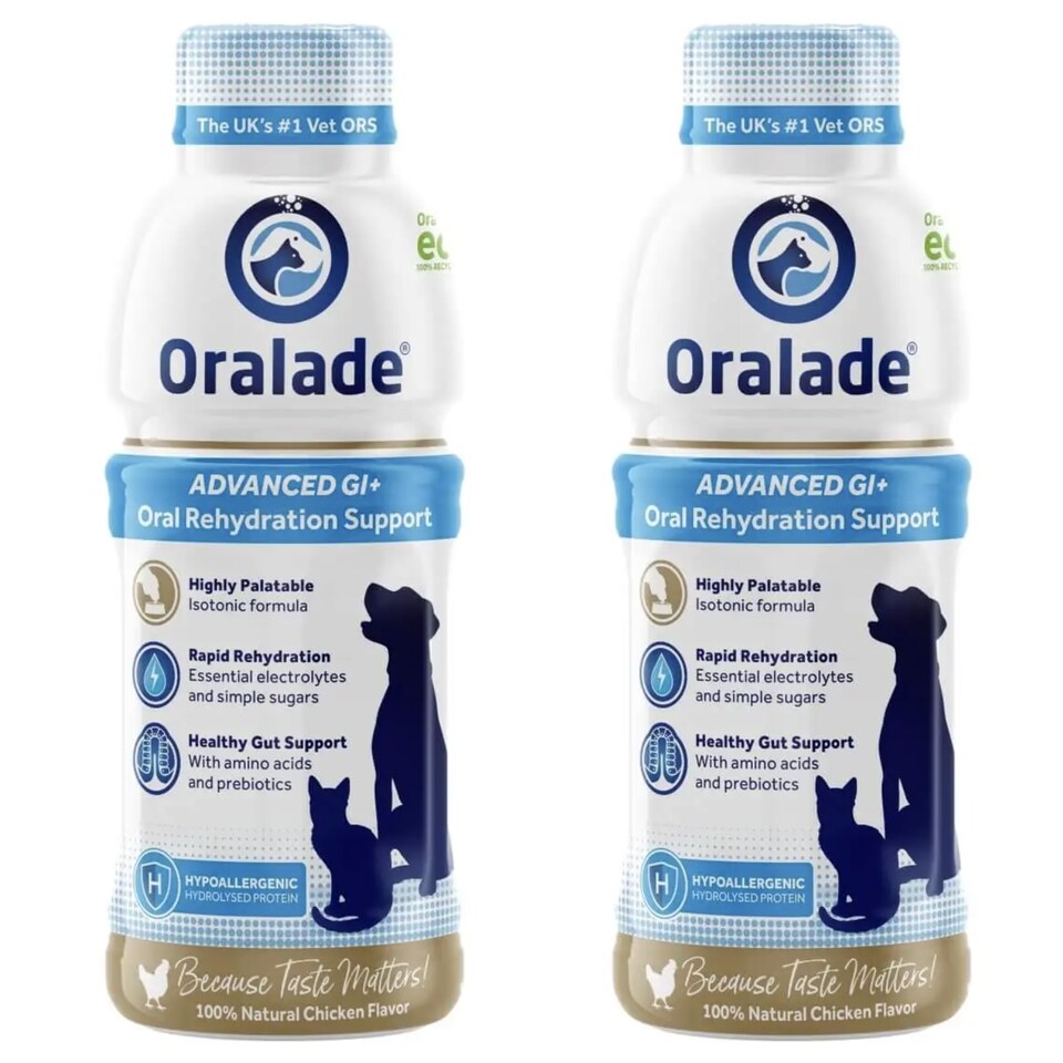 Oralade Oralade Gi Support Twin Single Bottles Chicken Liver pet food packaging