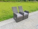 image 4 of Fimous Rattan Garden Furniture Gas Fire Pit Rectangle Oblong Dining Table And Chairs 6 Seater Plus Rectangular Table