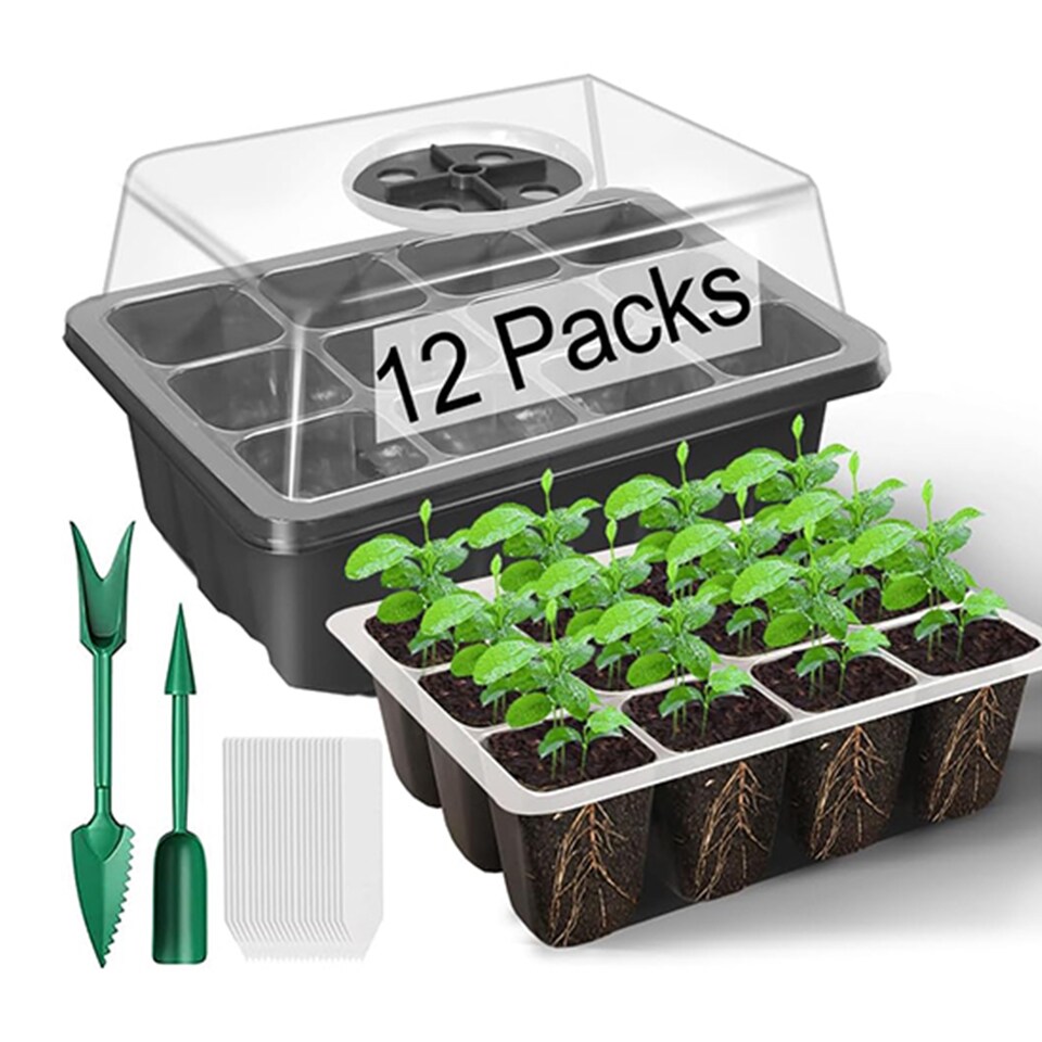 image 1 of 6 Packs Seed Trays with Clear Lids Seed Propagator Set Garden