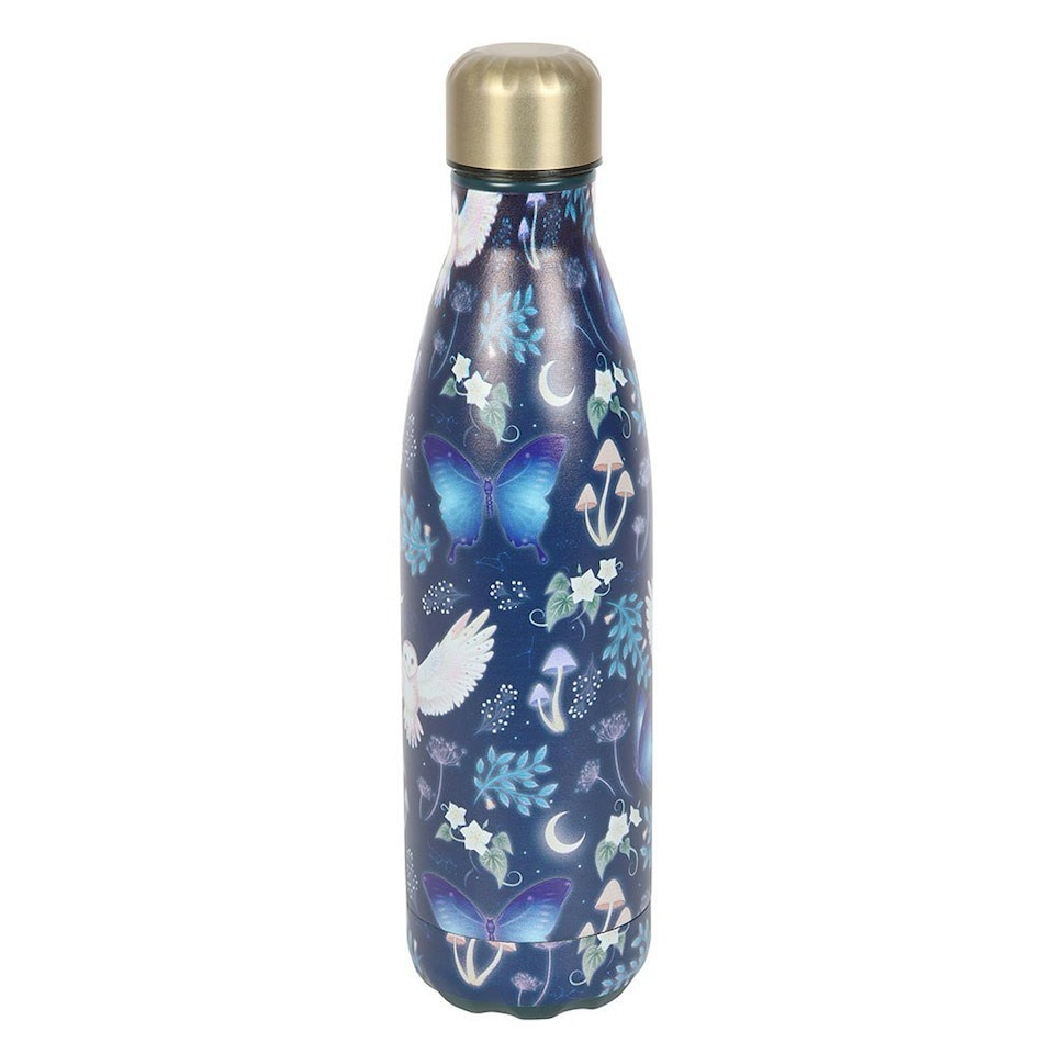 image 1 of Something Different Night Flight Owl Steel Water Bottle - Navy Blue/Gold - One Size