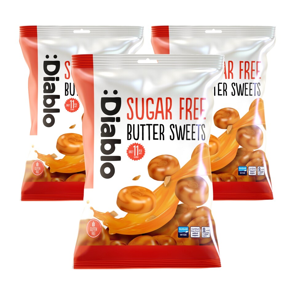 image 1 of Diablo Sugar Free Butter Sweets 75g 3 Pack