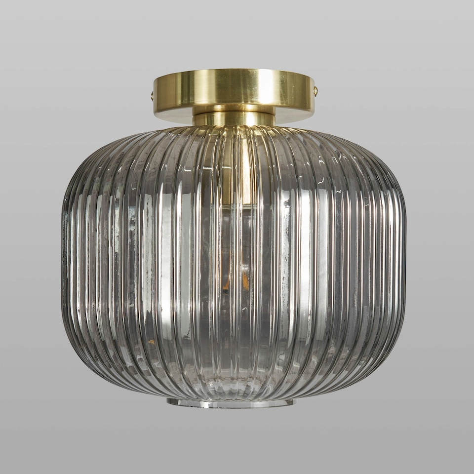 image 1 of BHS Lyna 1 Light Flush Ceiling Light, Satin Brass