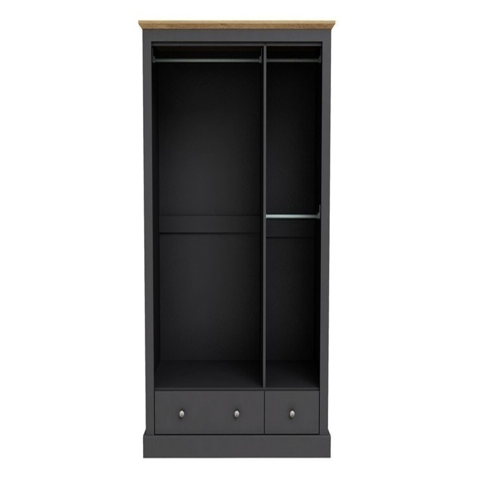 image 1 of Devon 3 Door 2 Drawer Wardrobe - Particle Board - L57.7 x W112.9 x H181.6 cm - Charcoal Black