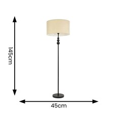 ValueLights Marissa Natural Fabric Drum Shade with Black Stacked Ball Floor Lamp