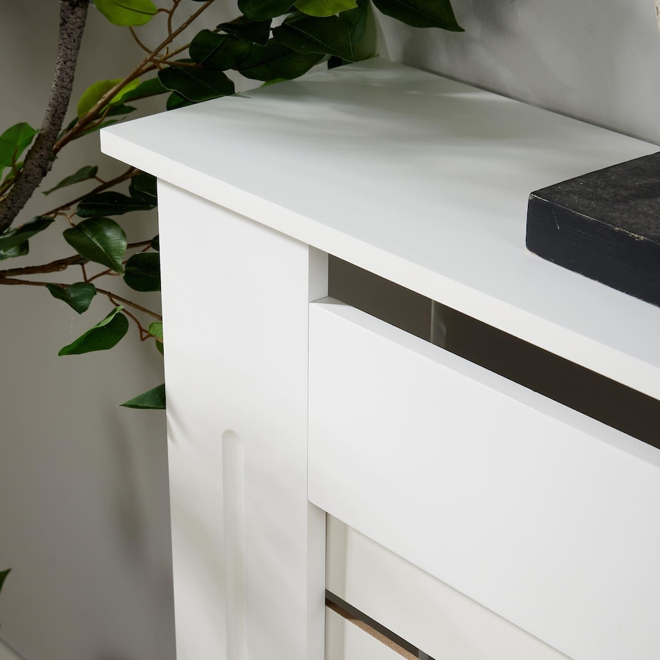 image 1 of Extending Radiator Cover Adjustable Wooden MDF Slatted Grill | White