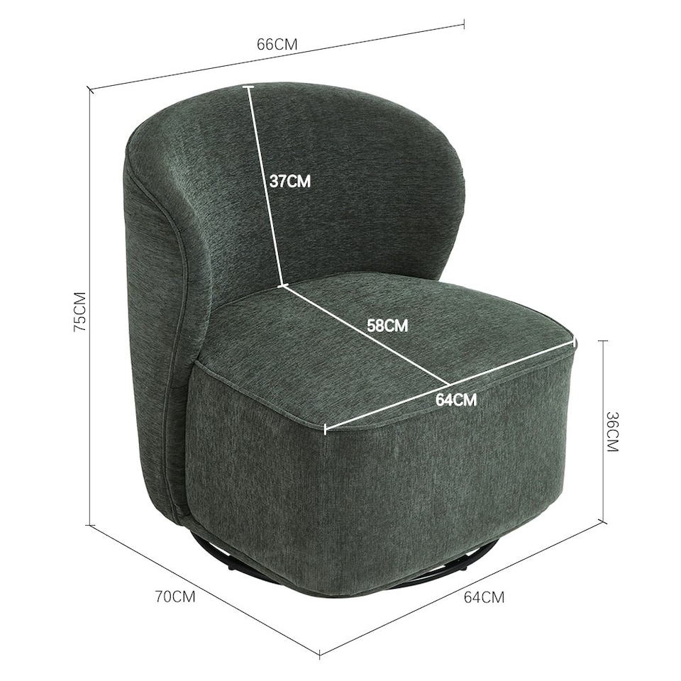 image 1 of Living and Home Chic Upholstered Swivel Chair - Dark Green