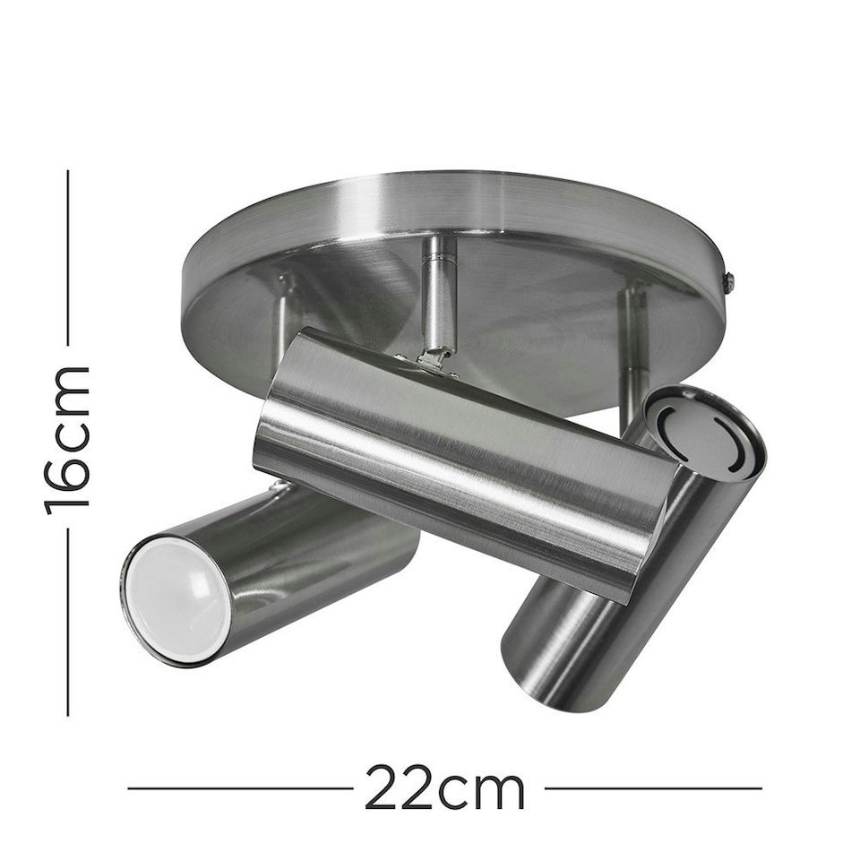 image 1 of ValueLights Modern 3 Way Adjustable Satin Nickel Round Plate Ceiling Spotlight