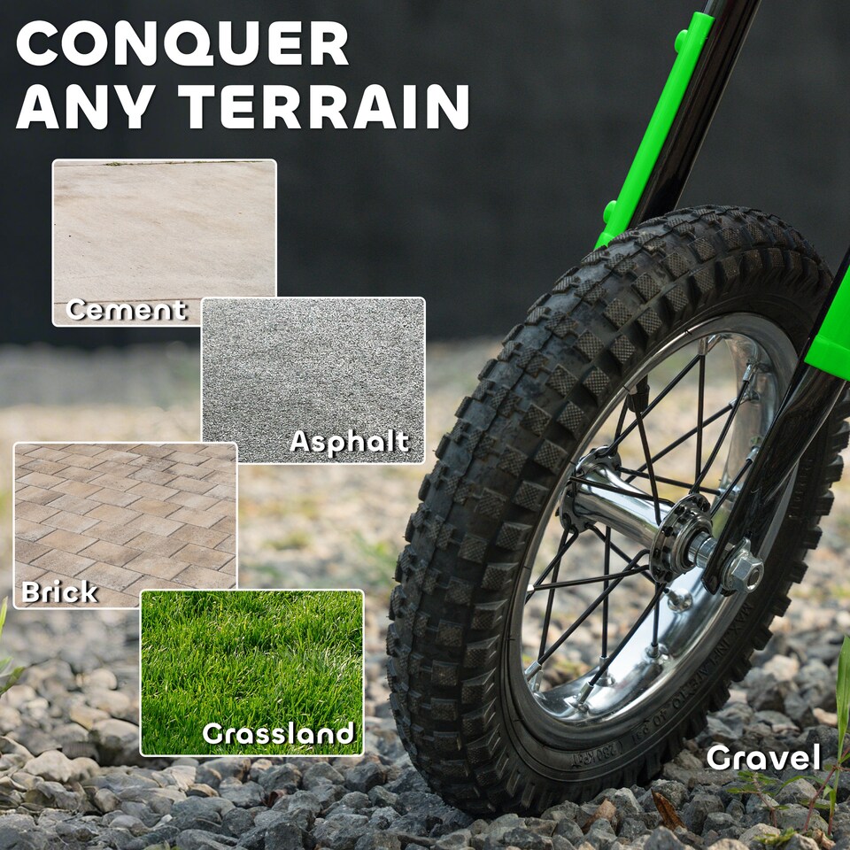 image 1 of AIYAPLAY Kids Electric Motorbike, 24V Battery Powered Dirt Bike with 250W Motor, 6-16km/h, 7AH Batteries, 12" Inflatable Tires and Rear Suspension, Ride On Motorcycle for 8-12 Years Old | Green