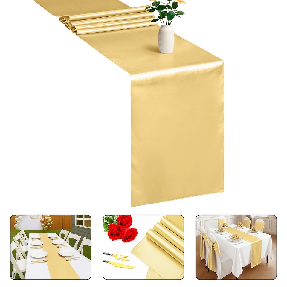 image 1 of Satin Table Runner for Dining Table - 11 x 108 Inch