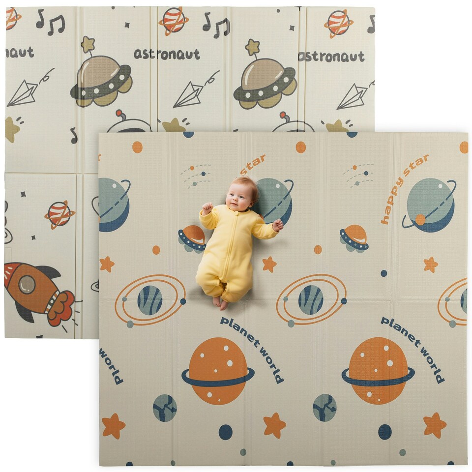image 1 of AIYAPLAY Baby Play Mat, Foldable Activity Playmat, Astronaut & Planet Theme
