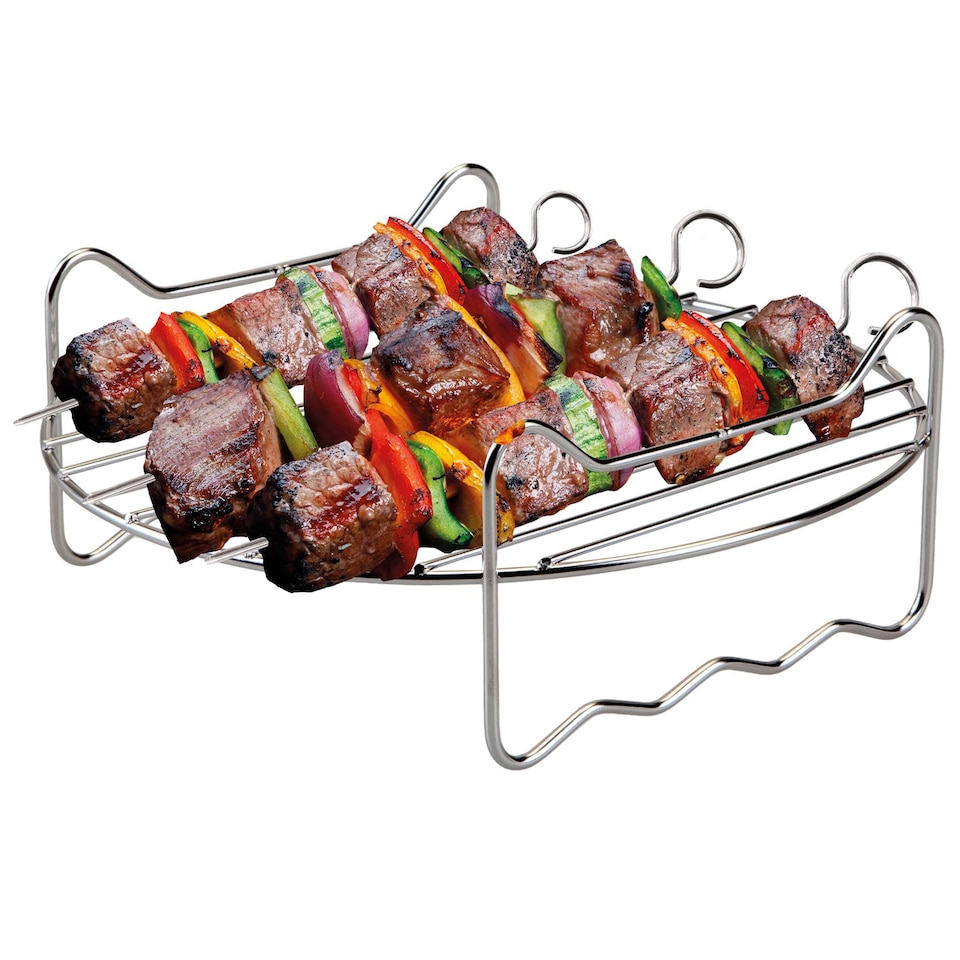 image 1 of PMS Air Fryer Rack with 3 Skewers, Silver