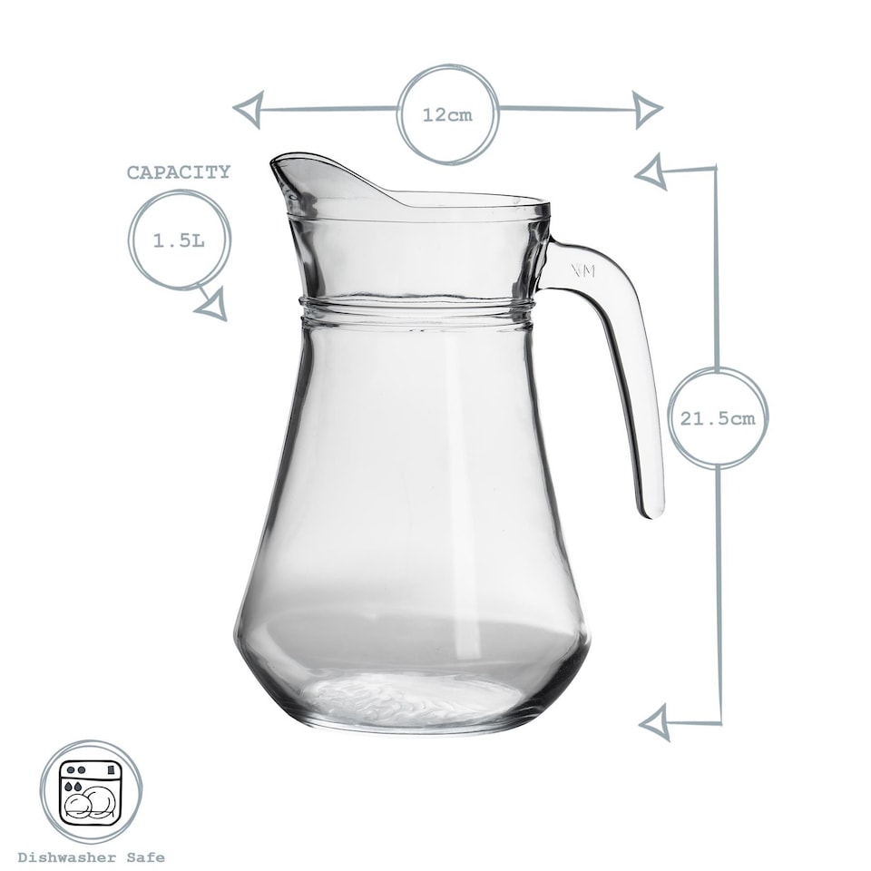 image 1 of Argon Tableware Brocca Glass Water Jugs - 1.5 Litre - Pack of 6