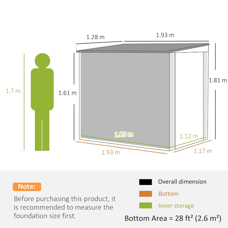 image 1 of Outsunny 4 x 6ft Lean to Garden Storage Shed with Window, Dark Grey