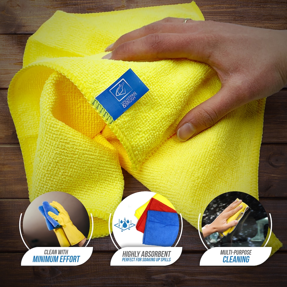 image 1 of Multipurpose Microfibre Cleaning Cloth 40cm x 40cm Super Soft Washable and Lint Free - Pack of 12