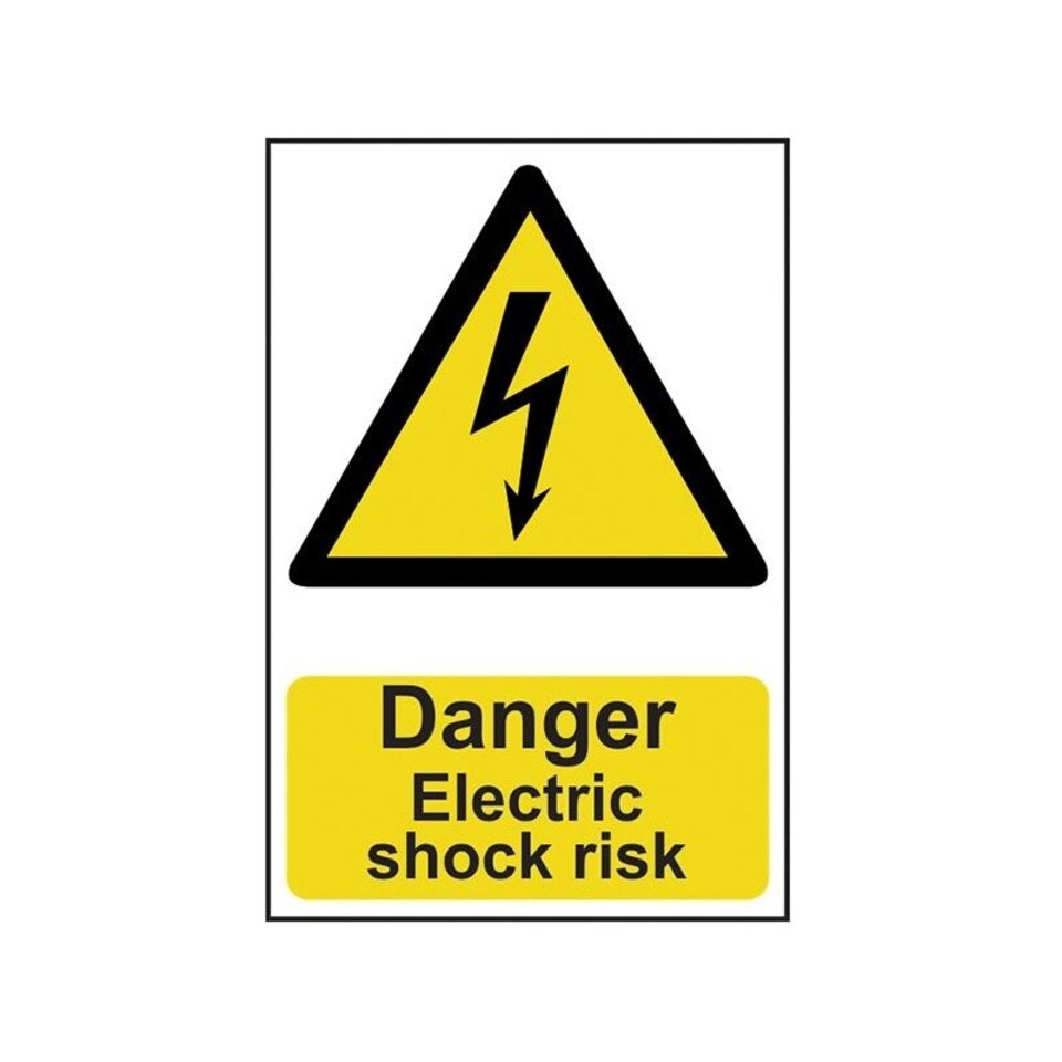 Scan Danger Electric Shock Risk - Pvc Sign 200 X 300mm - Multi Colour - 200 x 300mm