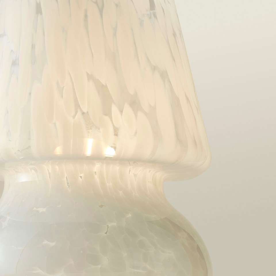 image 1 of ValueLights Beau White Confetti Glass Table Lamp Tapered Lampshade Bedside Light - Bulb Included