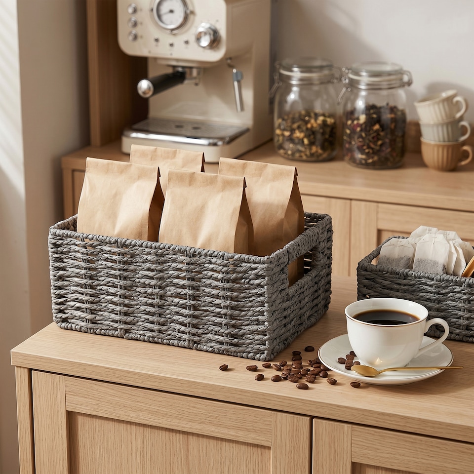 image 1 of Wickerfield Handwoven Paper Rope Storage Basket for Home Storage and Organisation