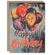 Dark Balloons Graffiti Messy Street Man Birthday Card