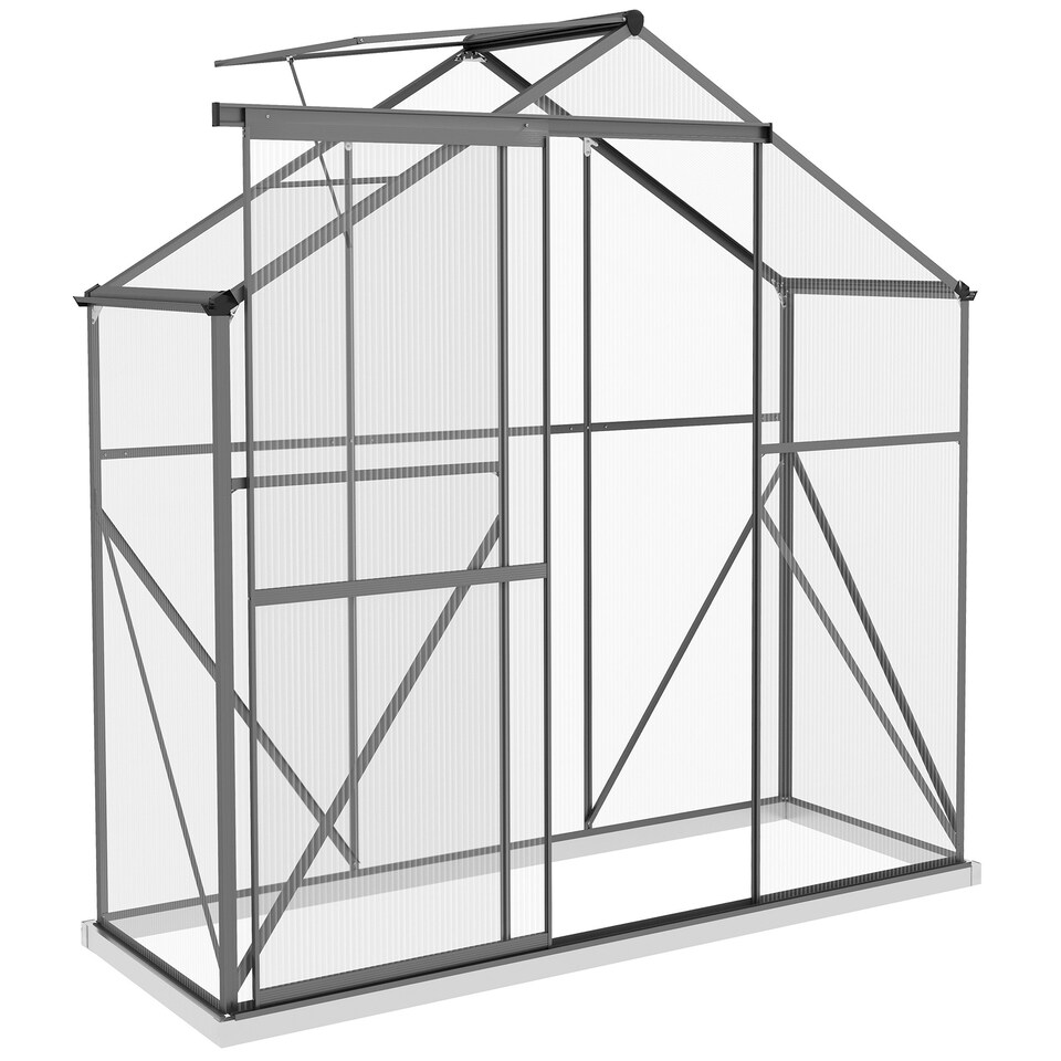 image 1 of Outsunny 6 x 2.5ft Polycarbonate Greenhouse Aluminium Green House