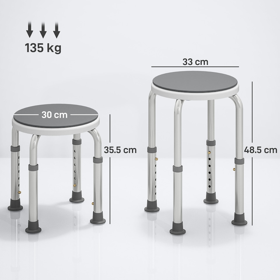 image 1 of HOMCOM 360 Degree Swivel Shower Stool with Non-Slip Feet for Disabled, Grey