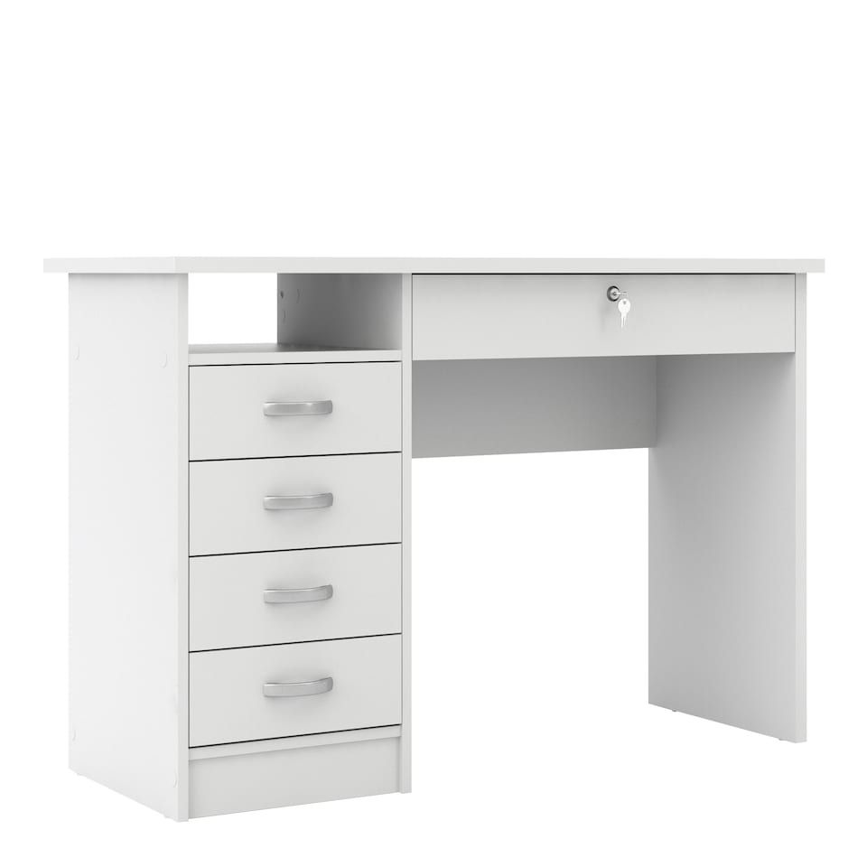 image 1 of Function Plus Desk 5 Drawers in White