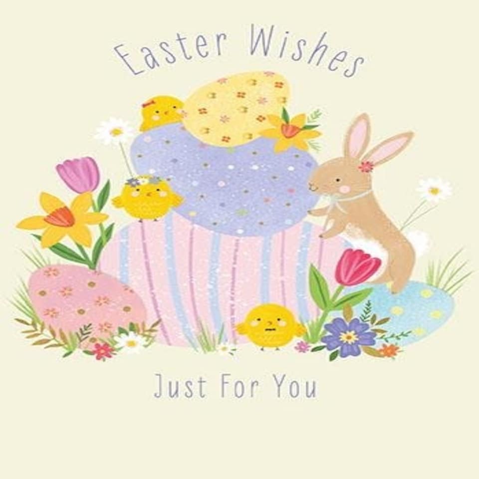 Words 'n' Wishes Easter Card for Friends and Family, 17.6 x 12.7 cms, FSC Certified and Multi-Coloured