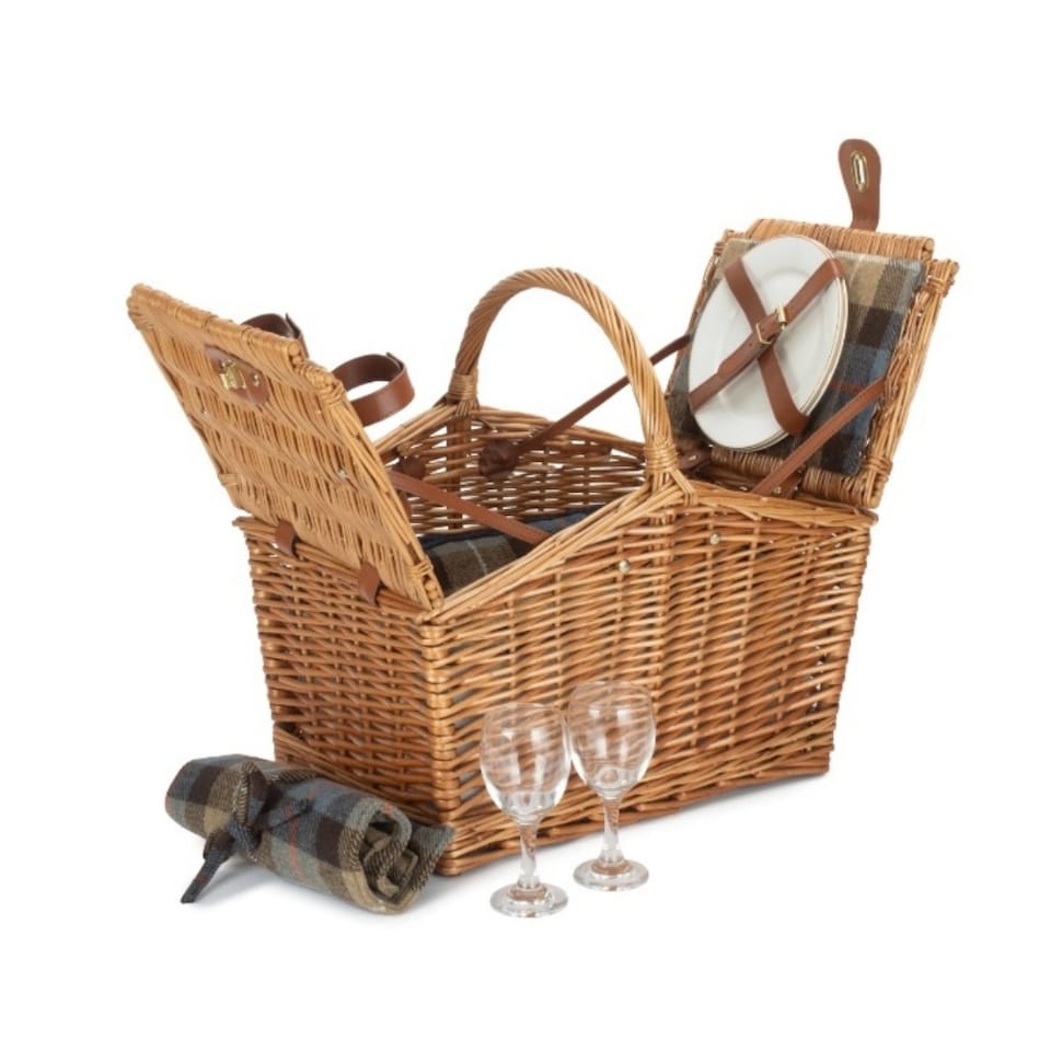 image 1 of 2 Person Ravenstor Slope-Sided Fitted Wicker Picnic Basket