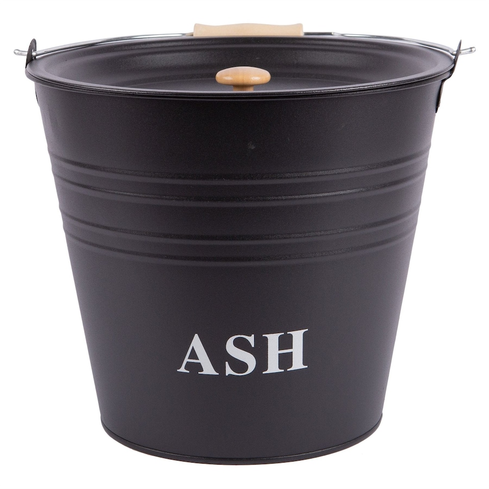 Blackspur Cast Iron Ash Bucket with Lid - 12L - Black