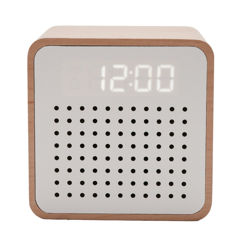 image 1 of Interval Wooden Alarm Clock with Bluetooth Speaker - White White | Brown