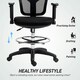 image 8 of HOMCOM Drafting Stool Chair with Adjustable Armrest for Standing Desk, Black Black