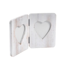 Nicola Spring Rustic Hearts Folding 2 Photo Frame - 4 x 6" - White