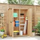 image 8 of Outsunny Wooden Garden Storage Shed, Tool Storage Cabinet with Asphalt Roof and 2 Shelves for Garden Tools, Equipment, Outdoor Tool Shed with Double Doors, Natural