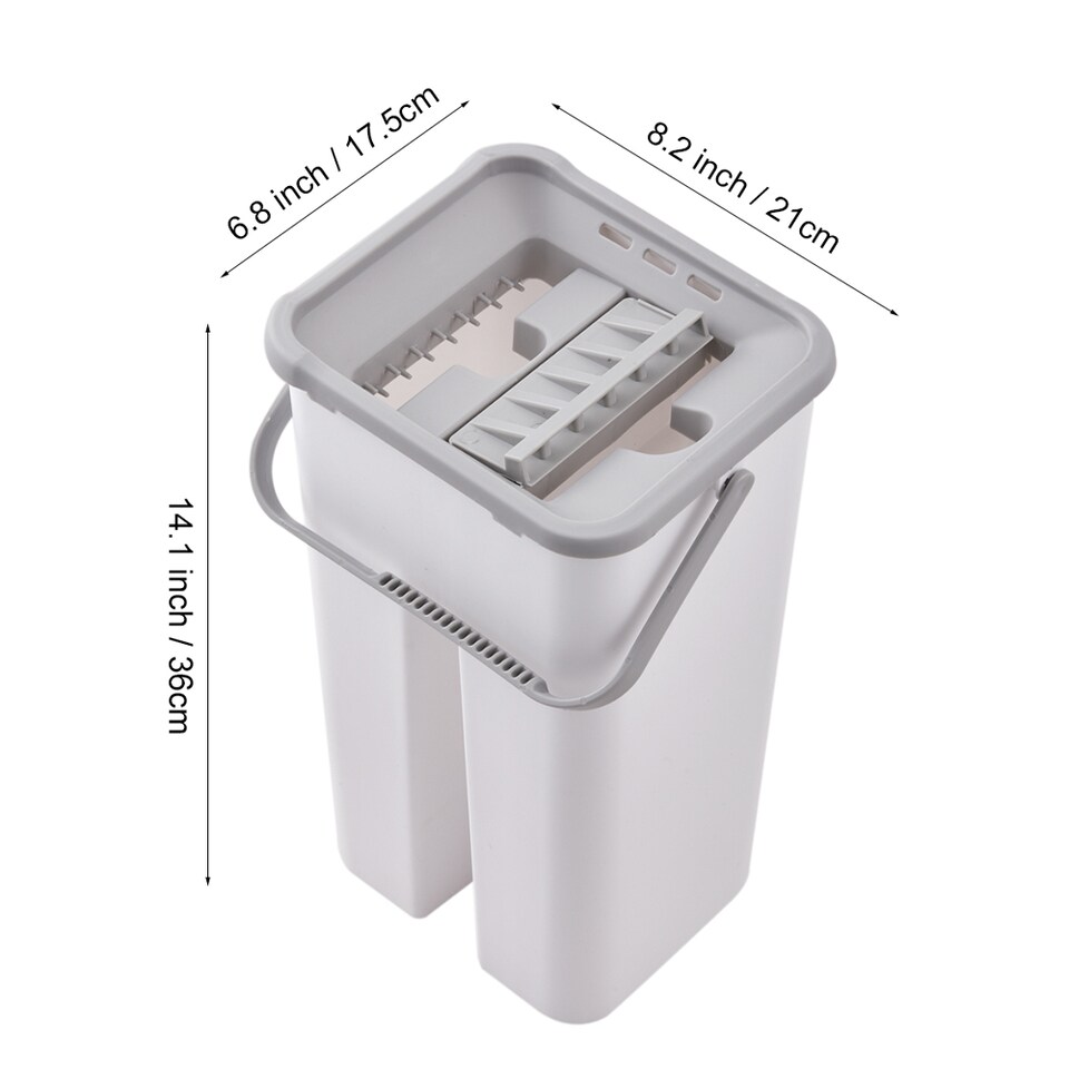 image 1 of Living and Home Wet Dry Flat Mop Bucket Set Floor Cleaning | White