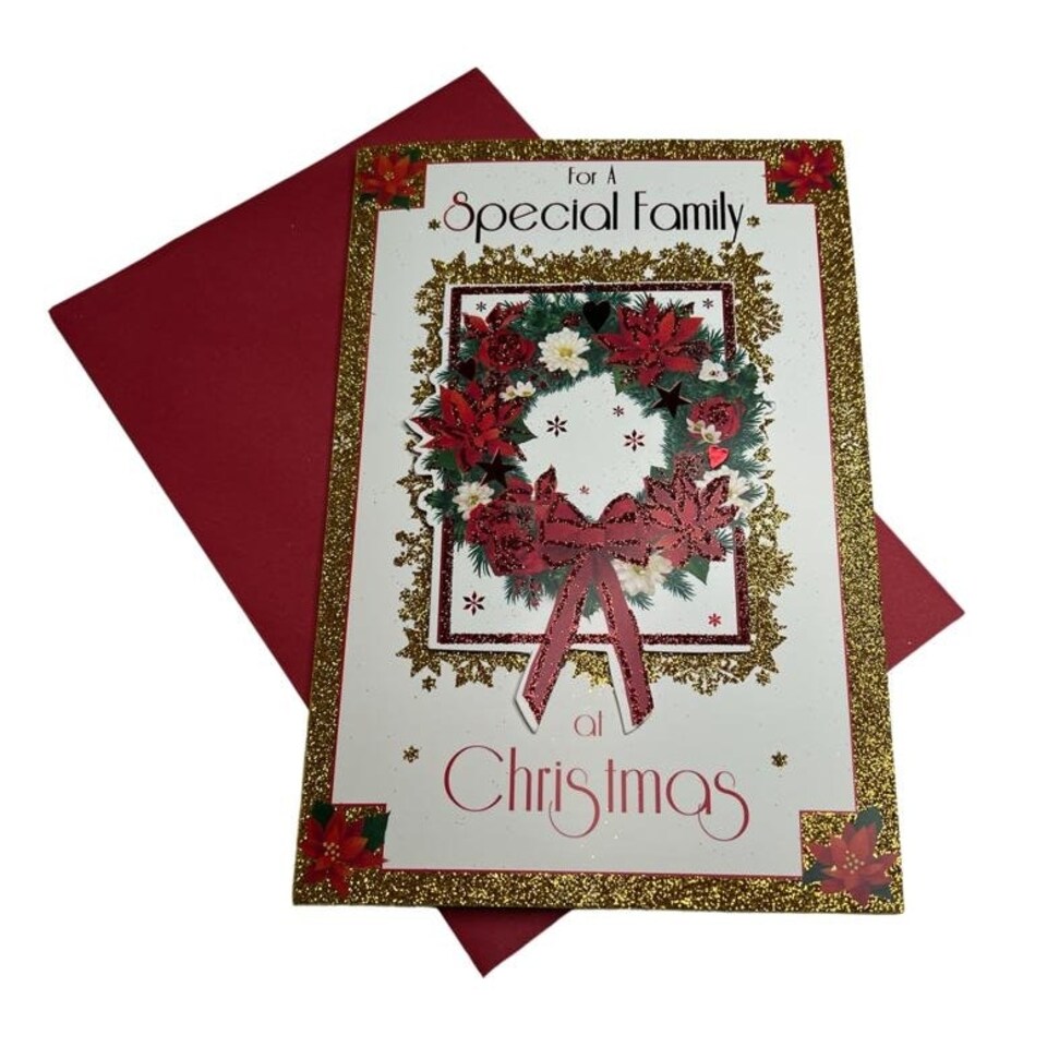 image 1 of To a Special Family Floral Wreath Design Christmas Card