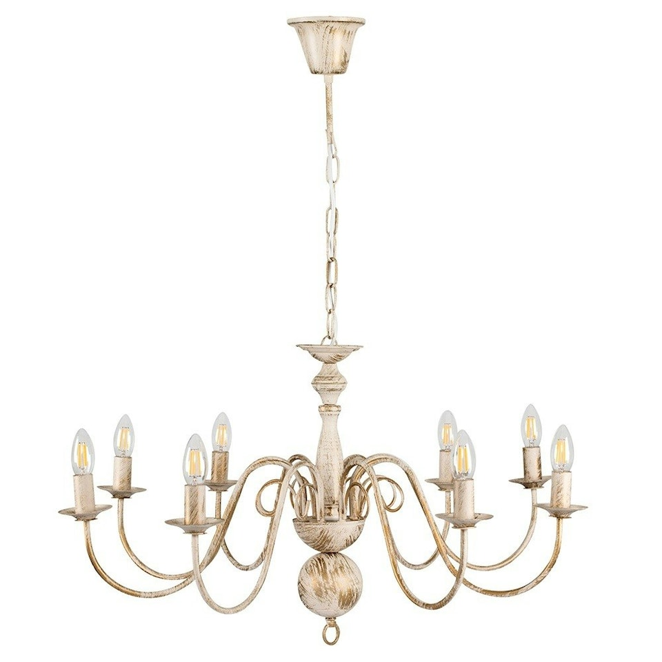image 1 of ValueLights Gothica 8 Way Distressed Effect Ceiling Light Chandelier & LED Bulbs