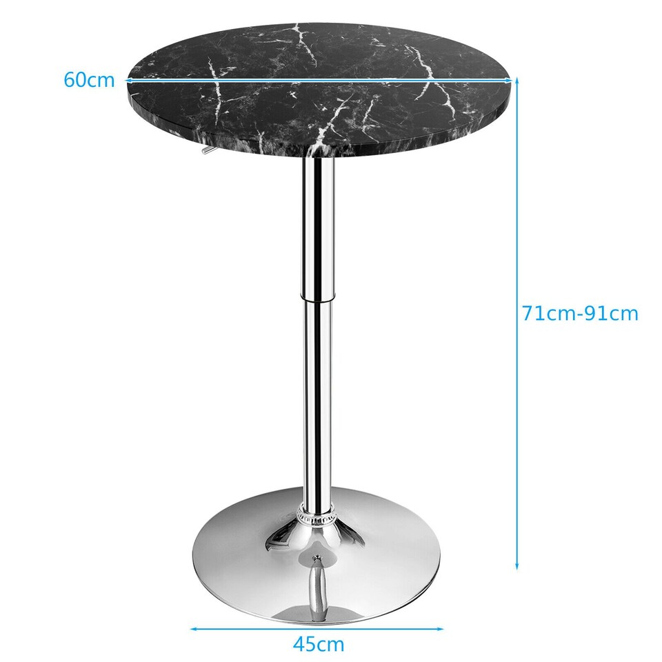 image 1 of COSTWAY 2Pcs Modern Bar Table Round Pub Table Black | Black