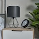 image 5 of ValueLights Modern Black Metal Basket Cage Bed Side Table Lamp With Black Fabric Shade