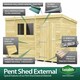 image 3 of 14 x 5 Feet Pent Summer Shed - Wood - L147 x W417 x H201 cm | Brown