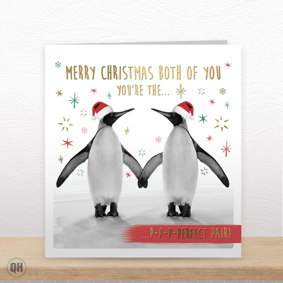 image 1 of Both Of You - You're The P-P-P-Perfect Pair! - Couple Penguin Christmas Card