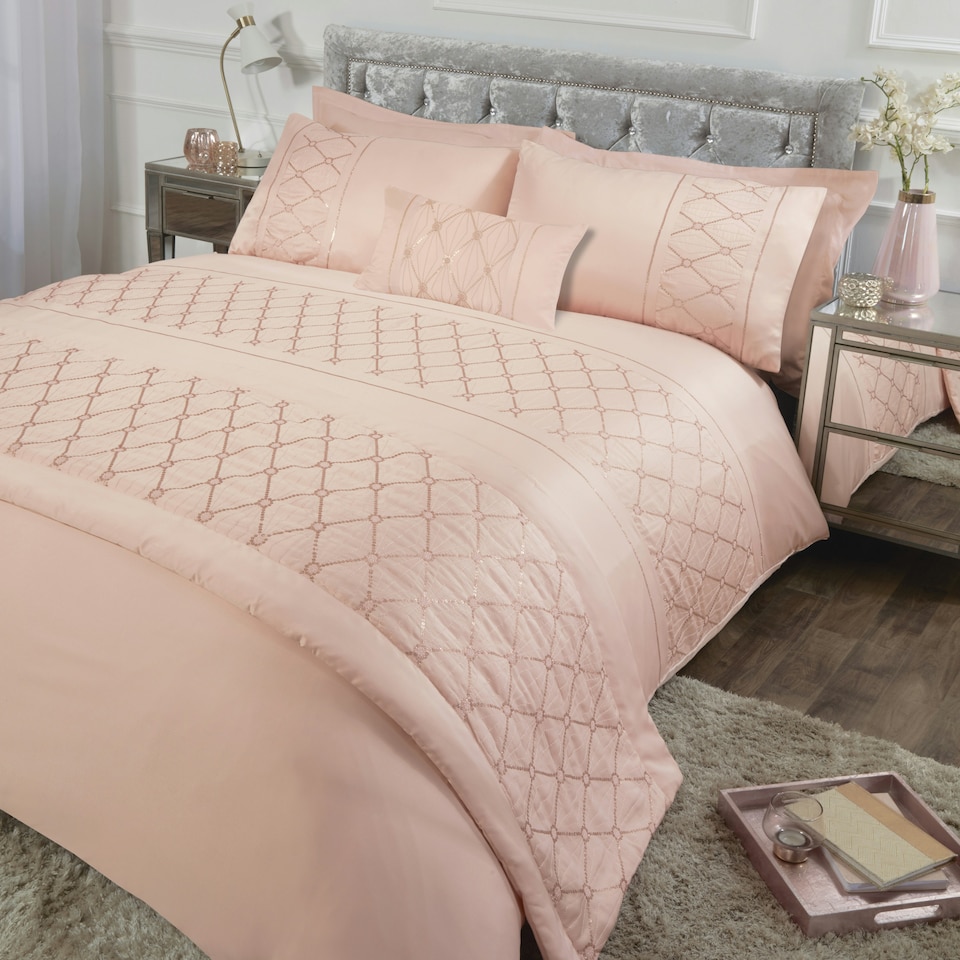 image 1 of Monaco Polycotton Duvet Cover Set with Pillowcase Pink | Single