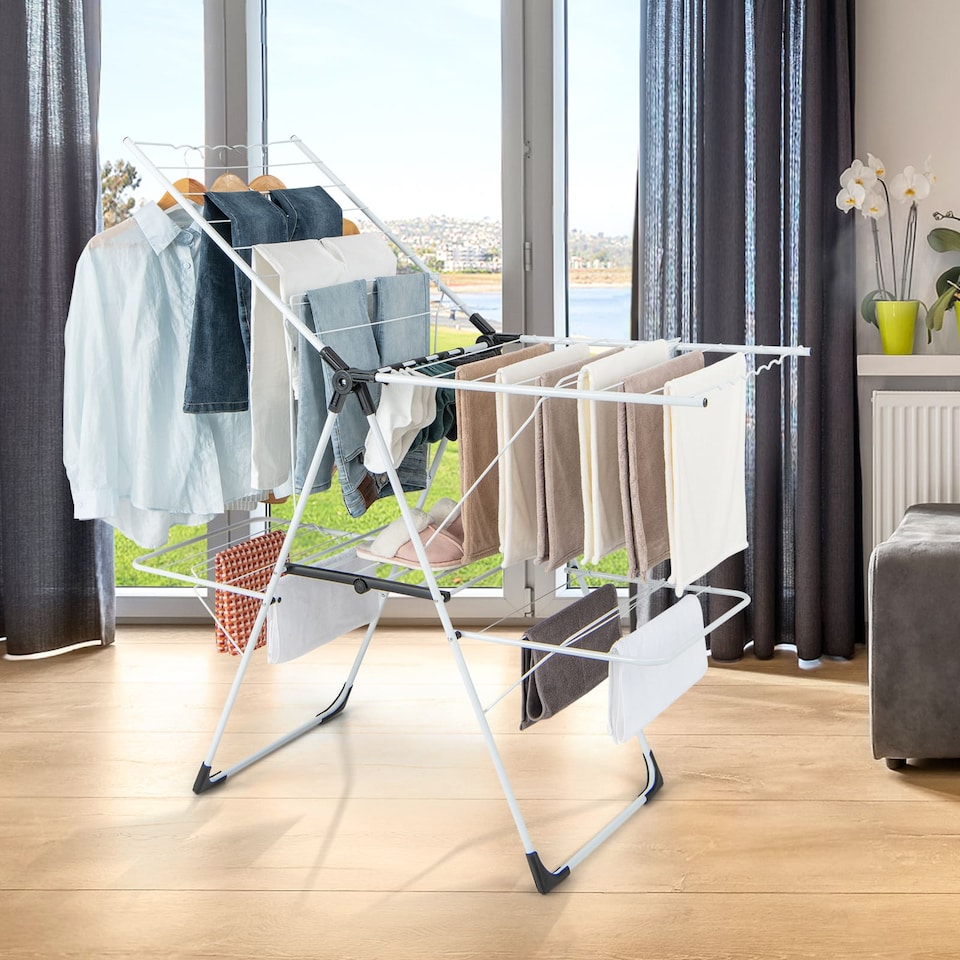 image 1 of COSTWAY Foldable Clothes Drying Rack 2 level Laundry Drying Rack