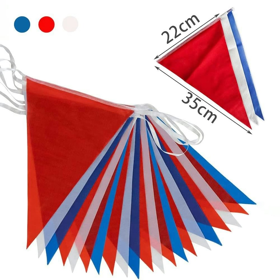 image 1 of Red Blue White Bunting 40m - 80 Flags Pennant Multi