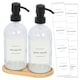 image 1 of Harbour Housewares 2pc Glass Soap Dispenser Set with Bamboo Tray & Labels - 500ml - Clear/White